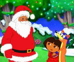yapboz Dora ve Santa Claus ile tilki bir kötü adam